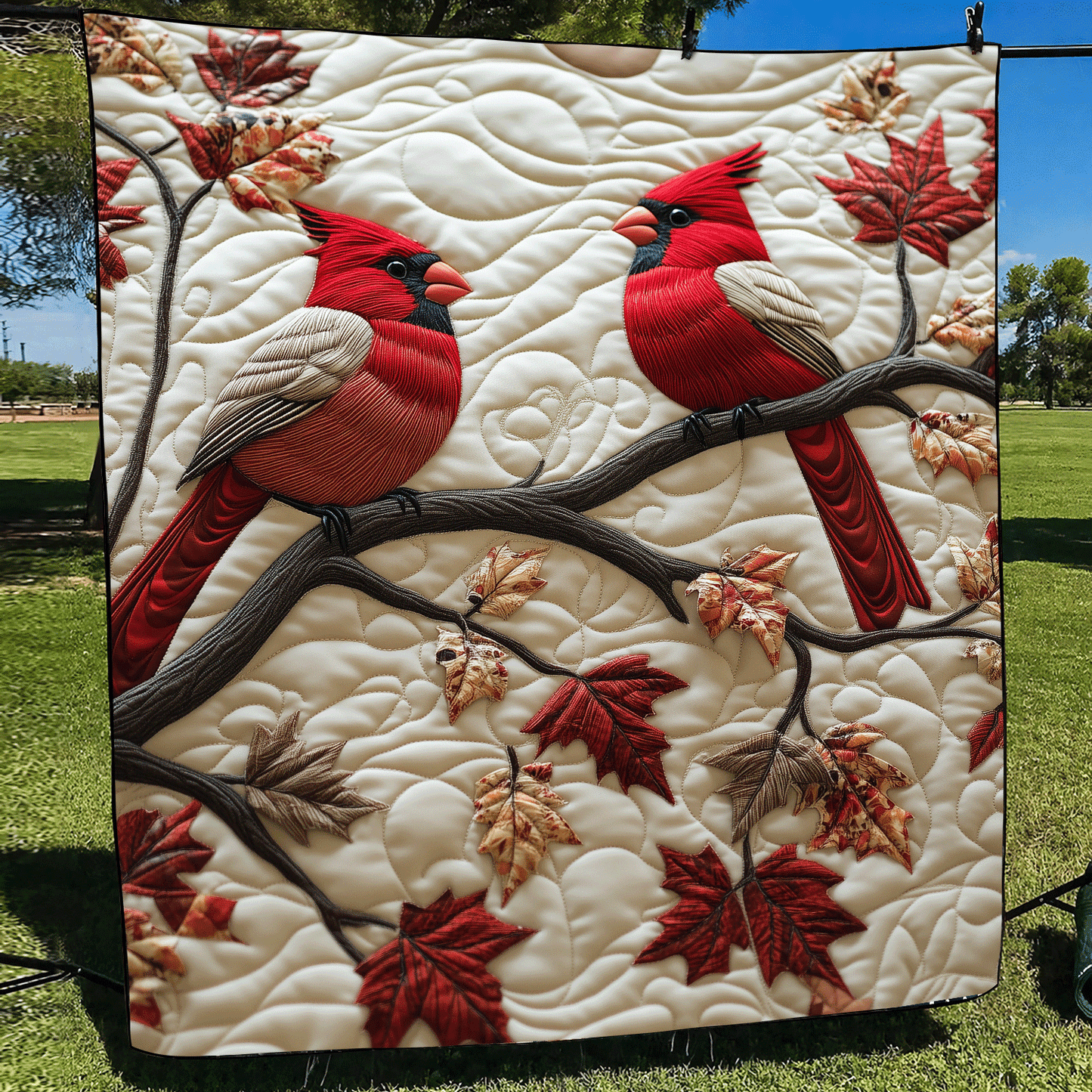 Autumn Cardinal Quilted Blanket NCU0DV1141