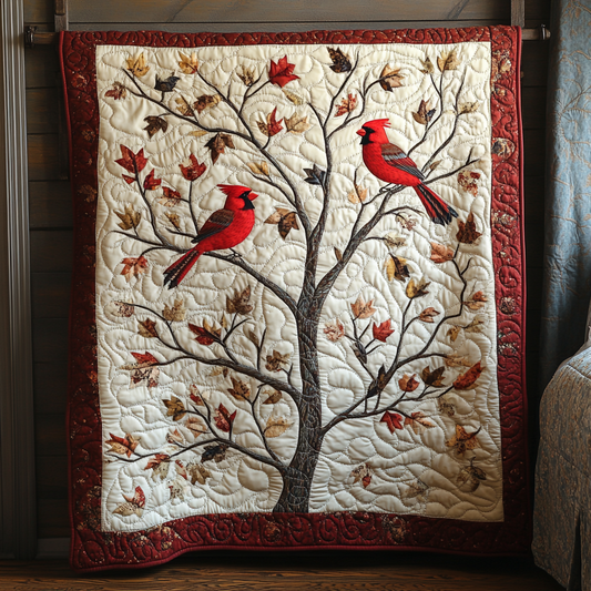 Autumn Cardinal Tree Quilted Blanket NCU0DV1143