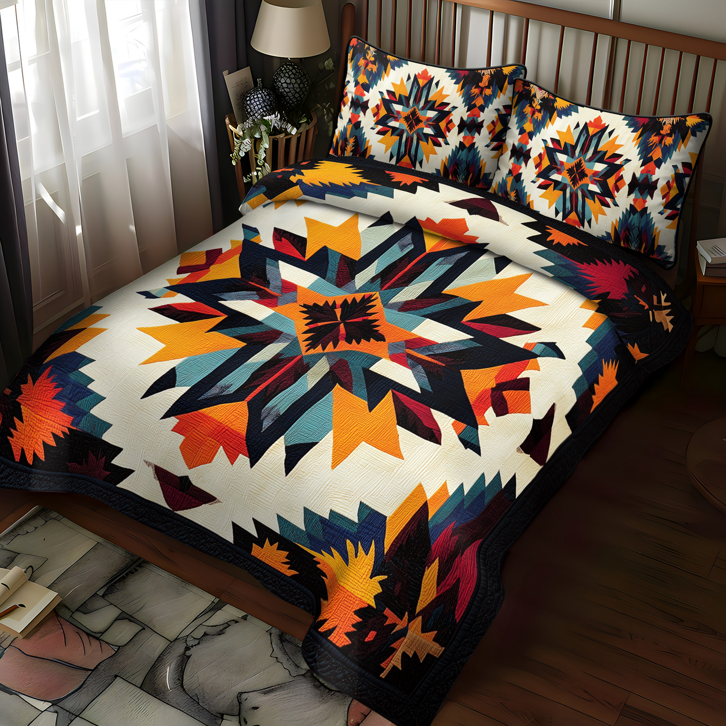 Autumn Fire 3-Piece Quilted Bedding Set NCU0DK1711