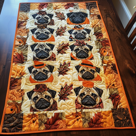 Autumn Pugs Quilted Table Runner NCU0VL310