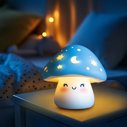 Squishy Silicone Mushroom Starry Sky LED Night Light - Perfect Gift for Kids and Girls