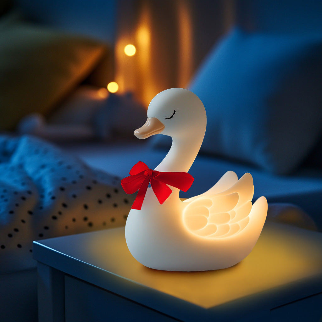 Squishy Silicone Elegant Swan LED Night Light - Perfect Gift for Kids and Girls