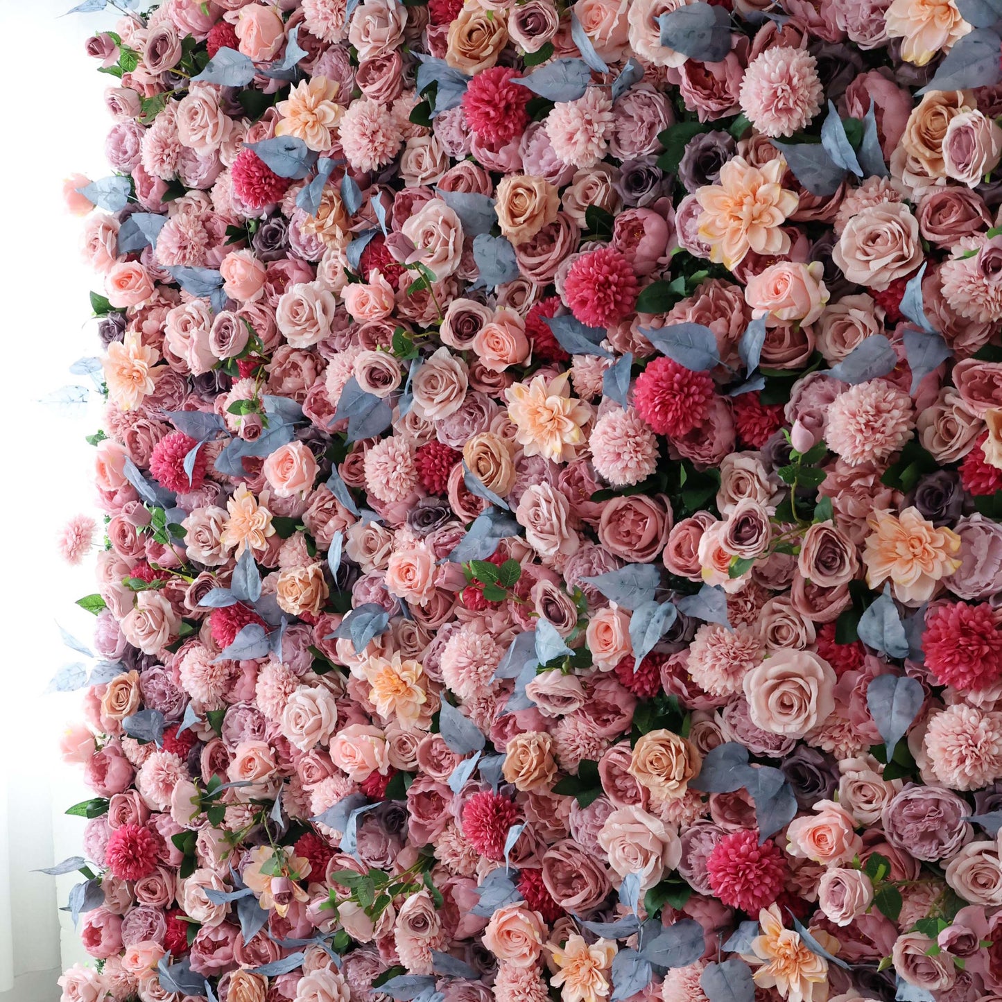 Roll Up Fabric Artificial Flower Wall Wedding Backdrop, Floral Party Decor, Event Photography-VF-298