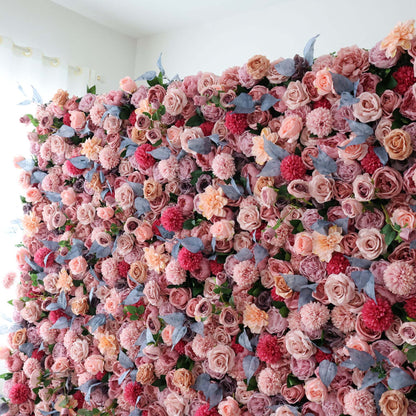 Roll Up Fabric Artificial Flower Wall Wedding Backdrop, Floral Party Decor, Event Photography-VF-298