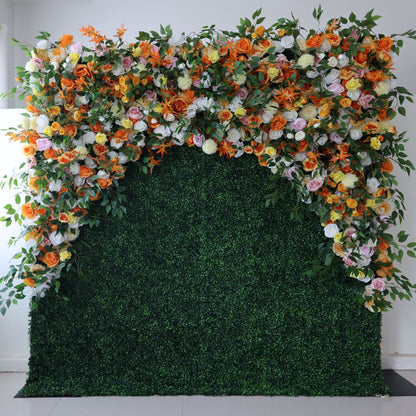 Roll Up Fabric Artificial Flower Wall Wedding Backdrop, Floral Party Decor, Event Photography-VF-393