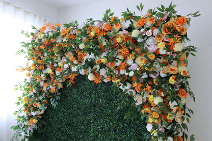 Roll Up Fabric Artificial Flower Wall Wedding Backdrop, Floral Party Decor, Event Photography-VF-393