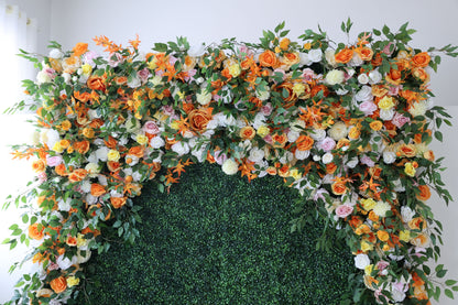 Roll Up Fabric Artificial Flower Wall Wedding Backdrop, Floral Party Decor, Event Photography-VF-393