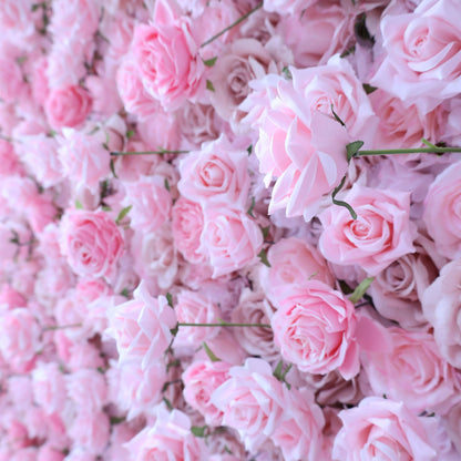 Roll Up Fabric Artificial Flower Wall Wedding Backdrop, Floral Party Decor, Event Photography-VF-394