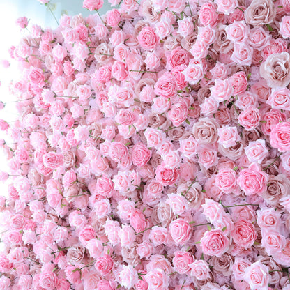 Roll Up Fabric Artificial Flower Wall Wedding Backdrop, Floral Party Decor, Event Photography-VF-394