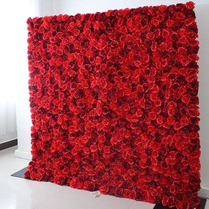 Roll Up Fabric Artificial Flower Wall Wedding Backdrop, Floral Party Decor, Event Photography-VF-335