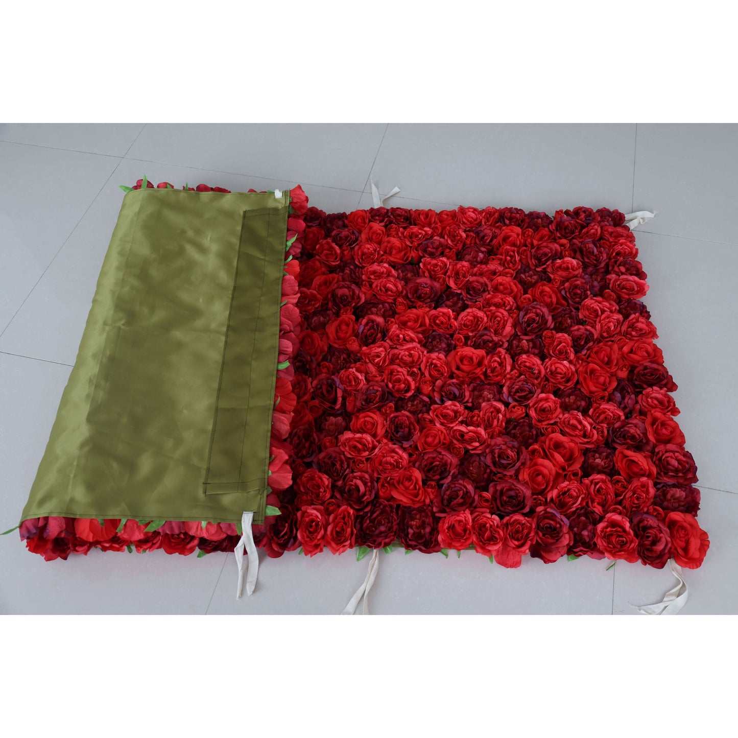 Roll Up Fabric Artificial Flower Wall Wedding Backdrop, Floral Party Decor, Event Photography-VF-335