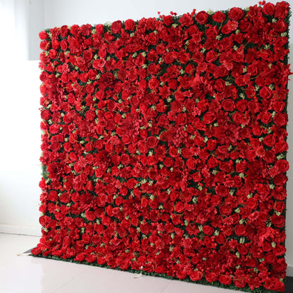 Roll Up Fabric Artificial Flower Wall Wedding Backdrop, Floral Party Decor, Event Photography-VF-300