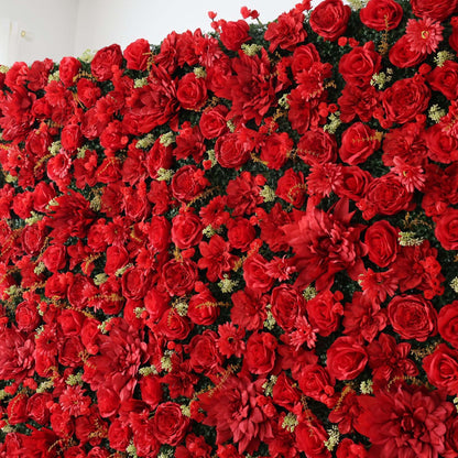 Roll Up Fabric Artificial Flower Wall Wedding Backdrop, Floral Party Decor, Event Photography-VF-300