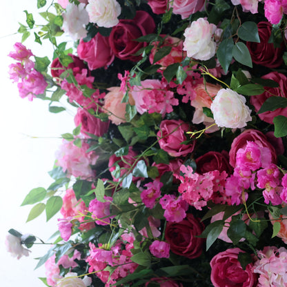 Roll Up Fabric Artificial Flower Wall Wedding Backdrop, Floral Party Decor, Event Photography-VF-325