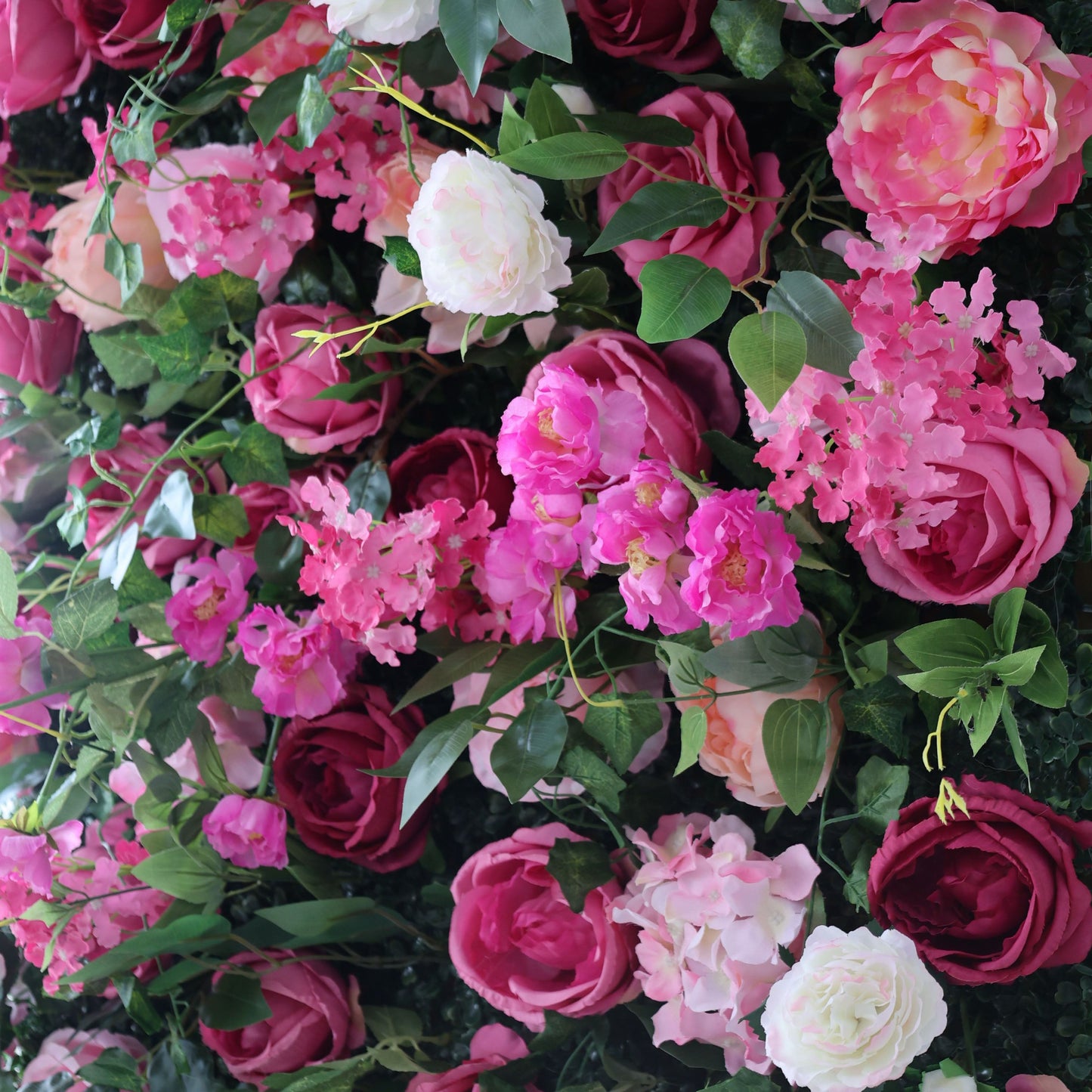 Roll Up Fabric Artificial Flower Wall Wedding Backdrop, Floral Party Decor, Event Photography-VF-325