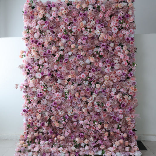 Roll Up Fabric Artificial Flower Wall Wedding Backdrop, Floral Party Decor, Event Photography-VF-378