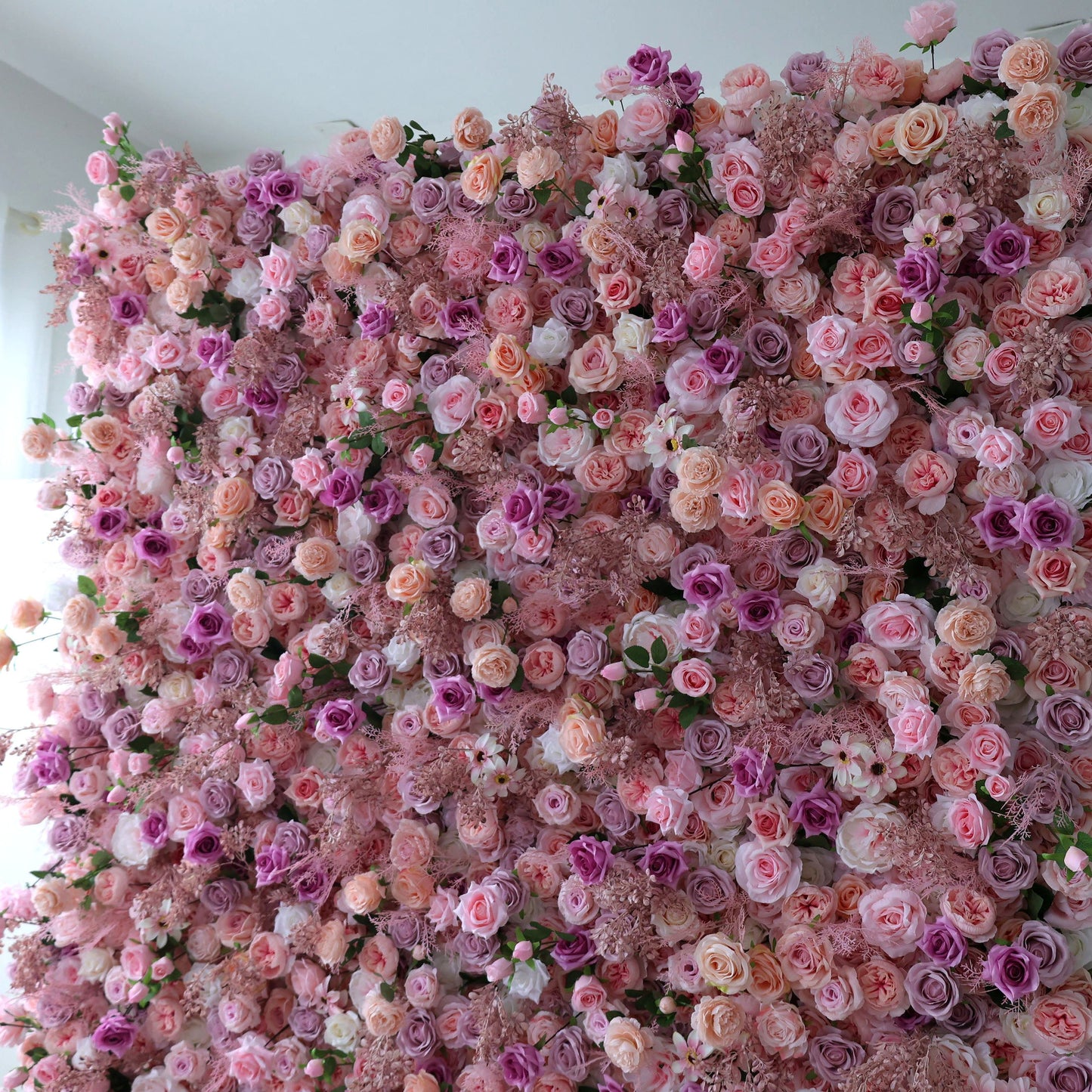 Roll Up Fabric Artificial Flower Wall Wedding Backdrop, Floral Party Decor, Event Photography-VF-378