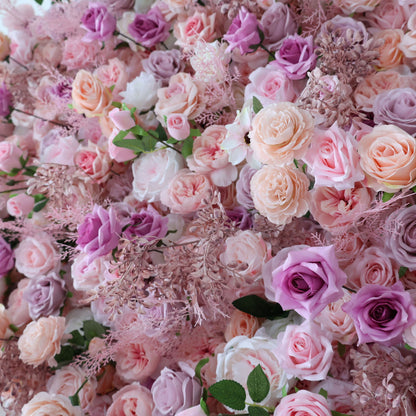 Roll Up Fabric Artificial Flower Wall Wedding Backdrop, Floral Party Decor, Event Photography-VF-378