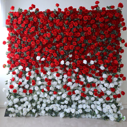 Roll Up Fabric Artificial Flower Wall Wedding Backdrop, Floral Party Decor, Event Photography-VF-375