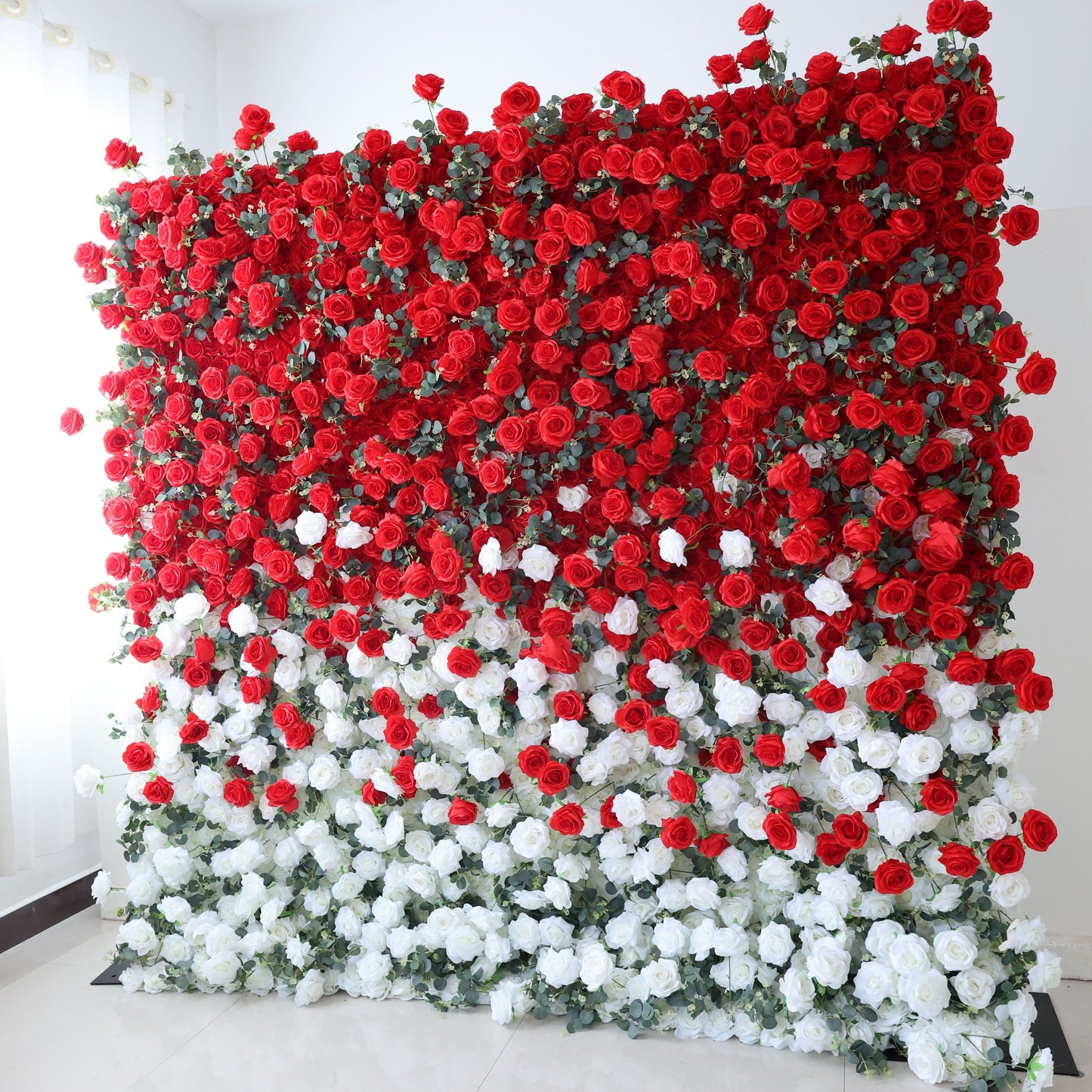 Roll Up Fabric Artificial Flower Wall Wedding Backdrop, Floral Party Decor, Event Photography-VF-375