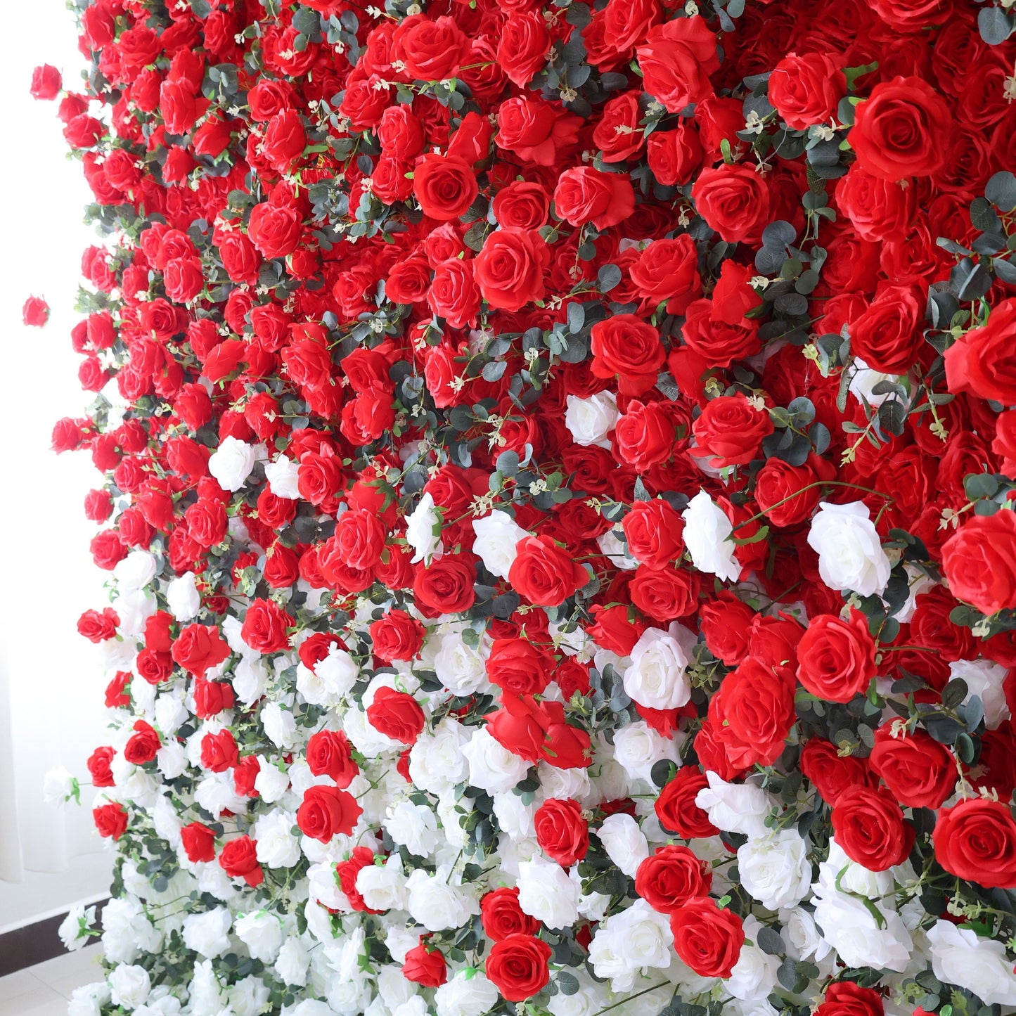 Roll Up Fabric Artificial Flower Wall Wedding Backdrop, Floral Party Decor, Event Photography-VF-375