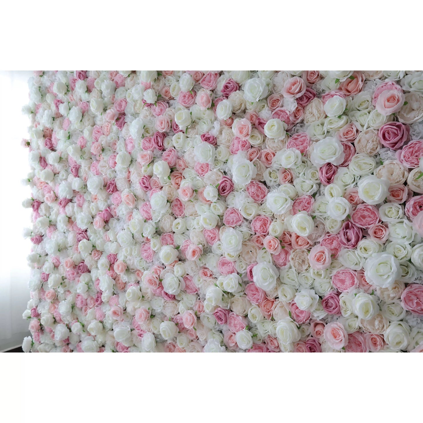 Roll Up Fabric Artificial Pink and White Flower Wall Wedding Backdrop, Floral Party Decor, Event Photography-VF-058