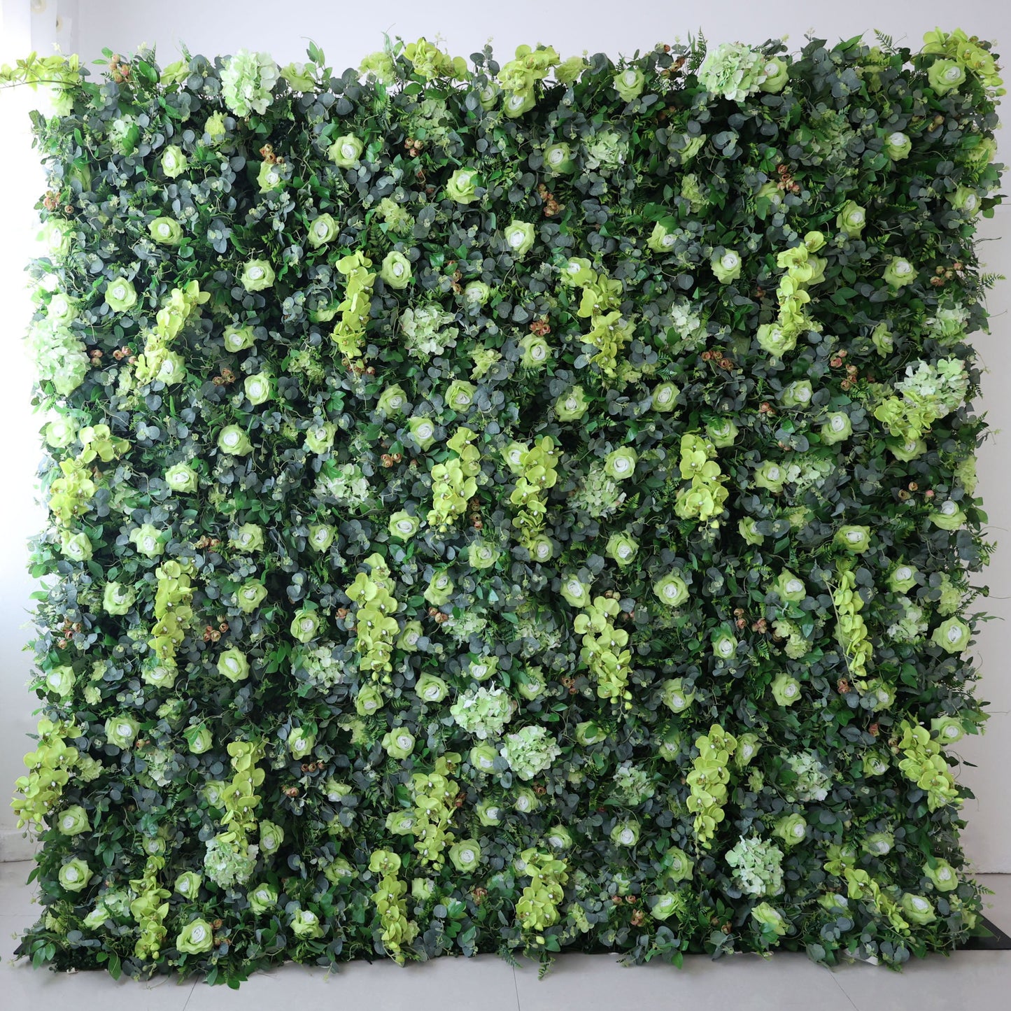 Roll Up Fabric Artificial Green Leaves Flower Wall Wedding Backdrop, Floral Party Decor, Event Photography-VF-368