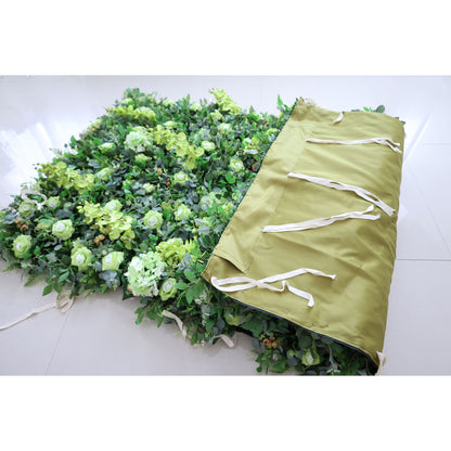 Roll Up Fabric Artificial Green Leaves Flower Wall Wedding Backdrop, Floral Party Decor, Event Photography-VF-368