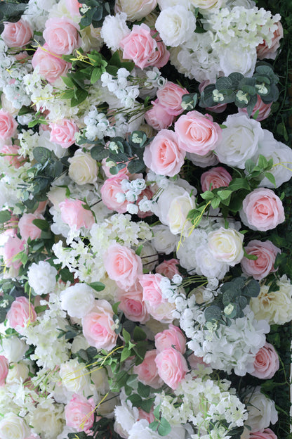 Roll Up Fabric Artificial Flower Wall Wedding Backdrop, Floral Party Decor, Event Photography-VF-321