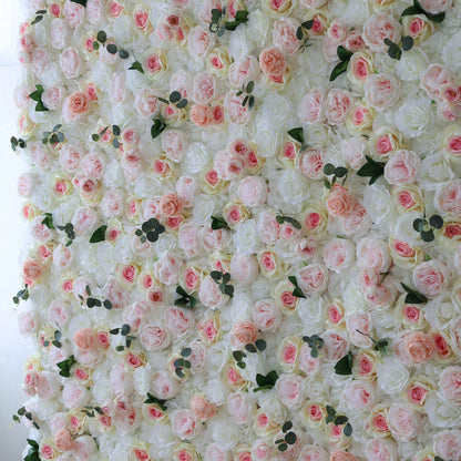 Roll Up Fabric Artificial Flower Wall Wedding Backdrop, Floral Party Decor, Event Photography-VF-109