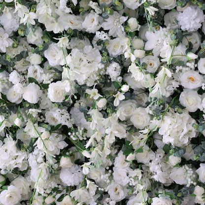 Ethereal White Floral Wall with Soft Green Accents: Perfect for Elegant Events & Celebrations-VF-201