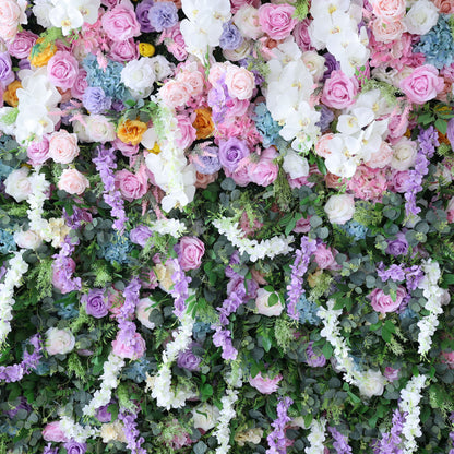 Roll Up Fabric Artificial Flower Wall Wedding Backdrop, Floral Party Decor, Event Photography-VF-380