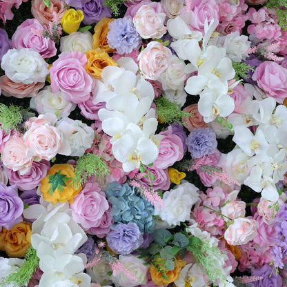 Roll Up Fabric Artificial Flower Wall Wedding Backdrop, Floral Party Decor, Event Photography-VF-380