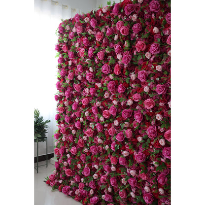 Roll Up Fabric Artificial Flower Wall Wedding Backdrop, Floral Party Decor, Event Photography-VF-030