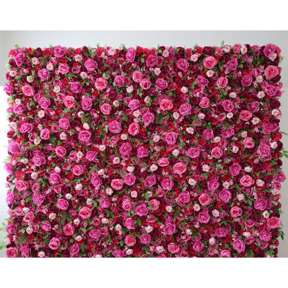 Roll Up Fabric Artificial Flower Wall Wedding Backdrop, Floral Party Decor, Event Photography-VF-030