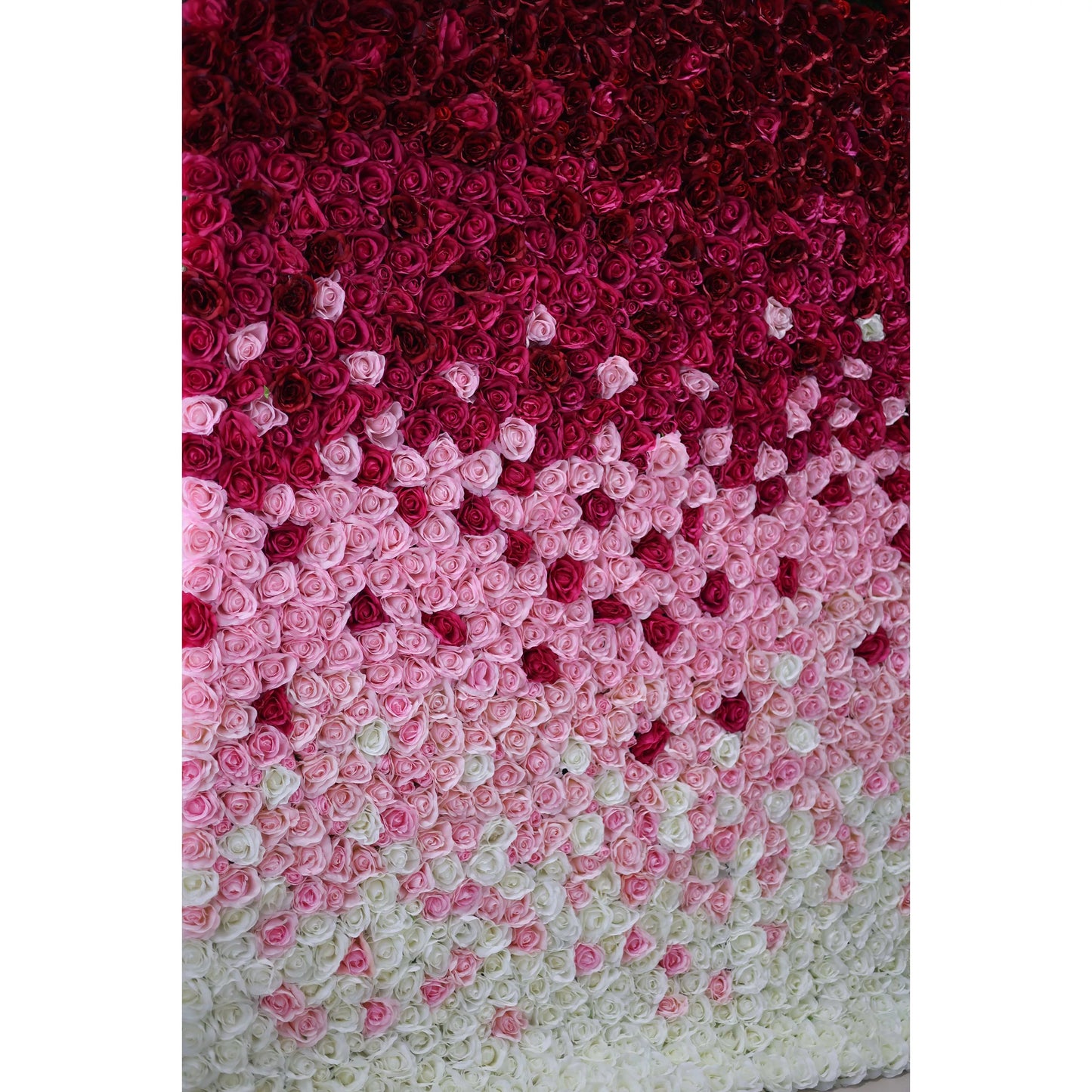 Roll Up Fabric Artificial Gradient Wine to White Flower Wall Wedding Backdrop, Floral Party Decor, Event Photography-VF-014