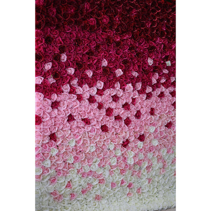 Roll Up Fabric Artificial Gradient Wine to White Flower Wall Wedding Backdrop, Floral Party Decor, Event Photography-VF-014