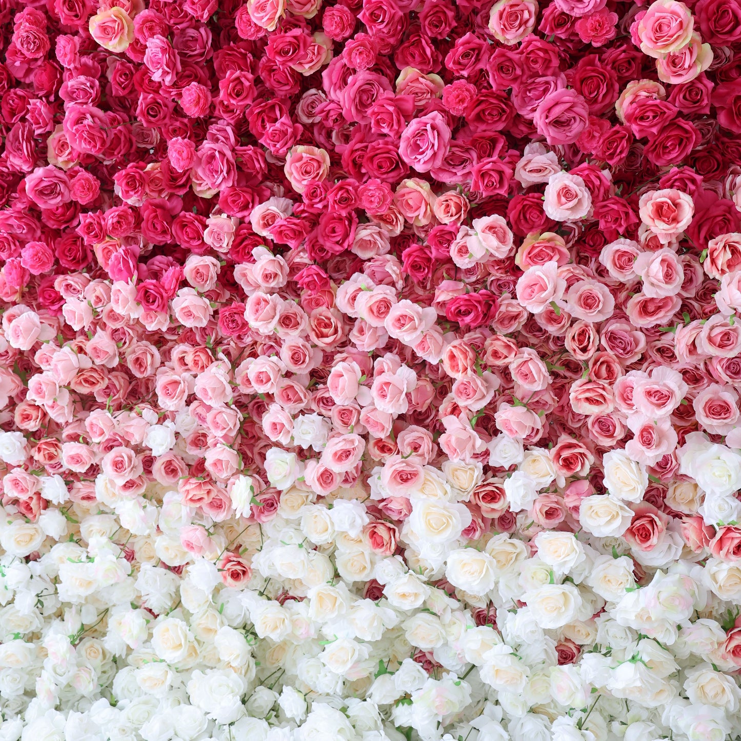 Roll Up Fabric Artificial Red to White Gradient Flower Wall Wedding Backdrop, Floral Party Decor, Event Photography-VF-372