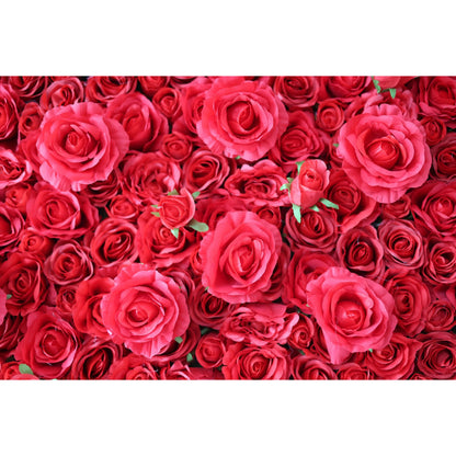 Roll Up Fabric Artificial Lipstick Red Flower Wall Wedding Backdrop, Floral Party Decor, Event Photography-VF-059