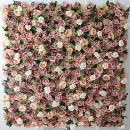 Roll Up Fabric Artificial Flower Wall Wedding Backdrop, Floral Party Decor, Event Photography-VF-322