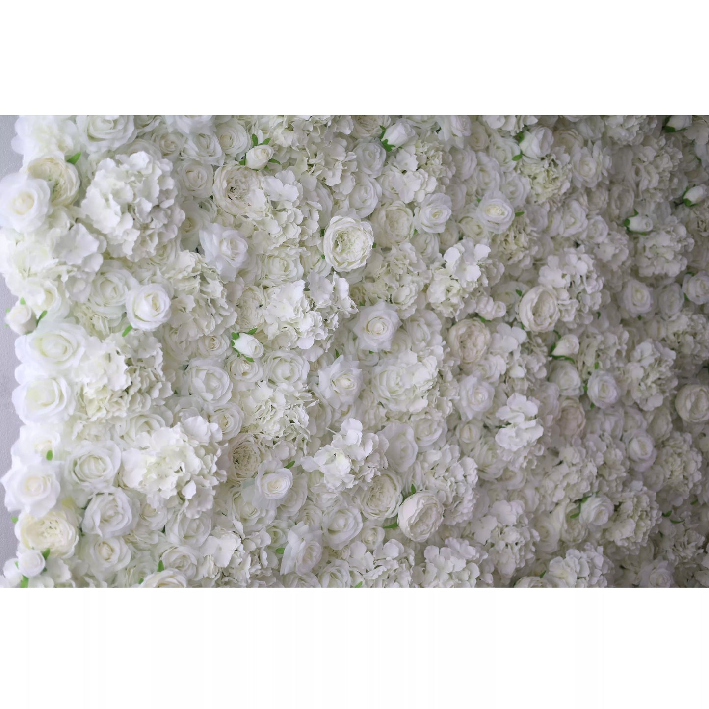 Unveils: Ethereal White Elegance – A Majestic Artificial Fabric Flower Wall Dripping with Pure White Blossoms-VF-210