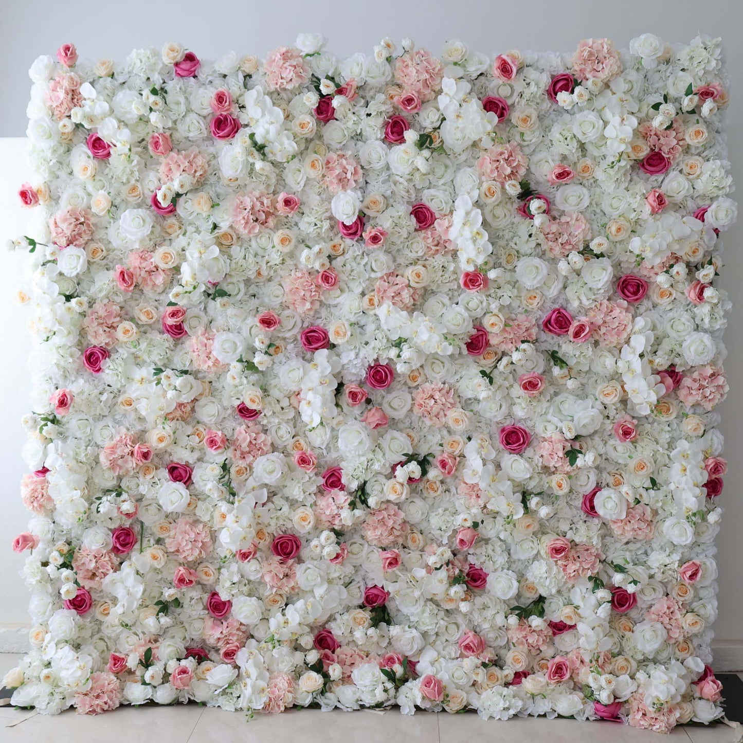 Roll Up Fabric Artificial Flower Wall Wedding Backdrop, Floral Party Decor, Event Photography-VF-297