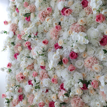 Roll Up Fabric Artificial Flower Wall Wedding Backdrop, Floral Party Decor, Event Photography-VF-297