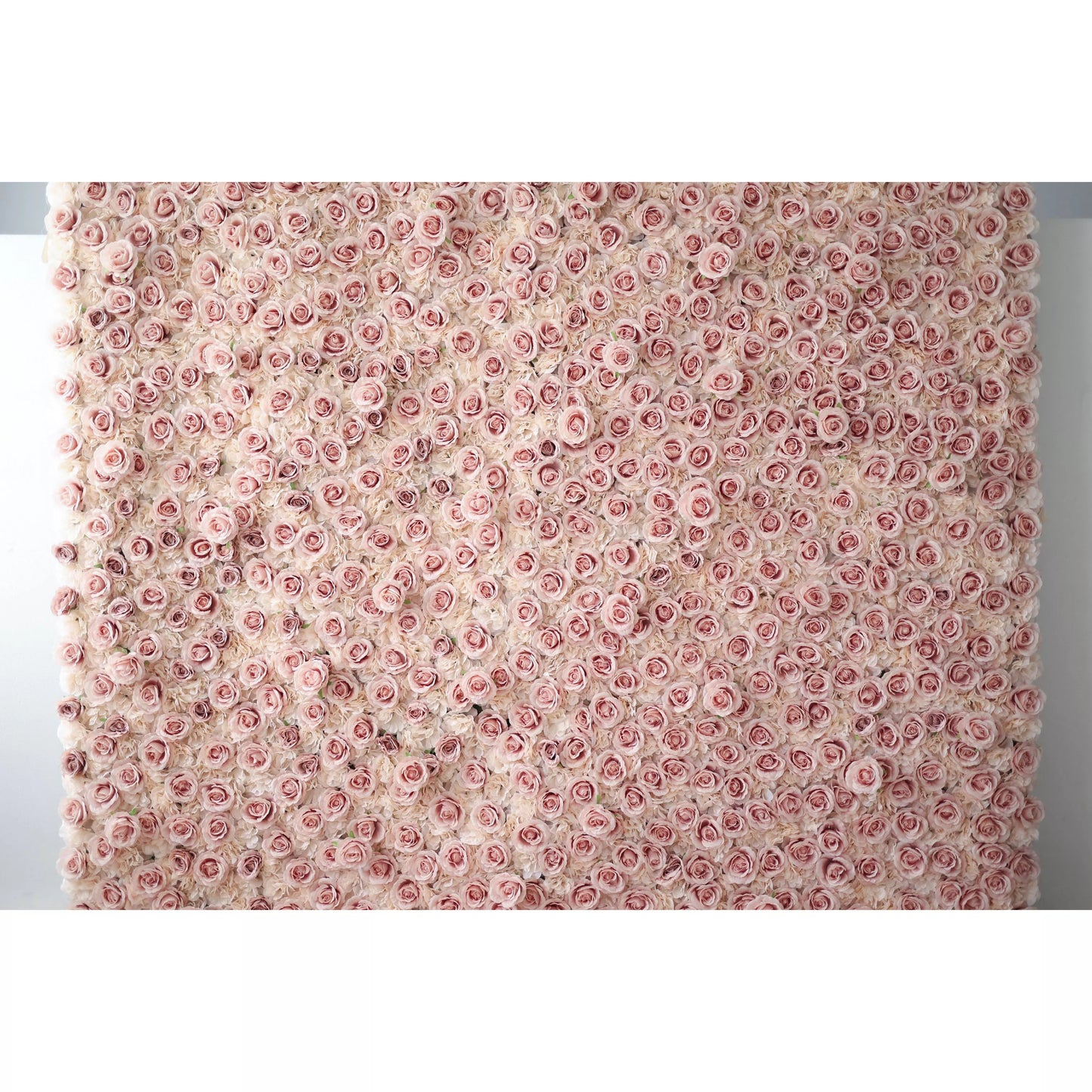 Showcases: Serene Rose Whispers – An Exquisite Artificial Fabric Flower Wall Enriched with Blushing Pink Blossoms-VF-209