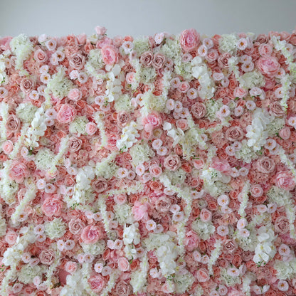 Roll Up Fabric Artificial Flower Wall Wedding Backdrop, Floral Party Decor, Event Photography-VF-304