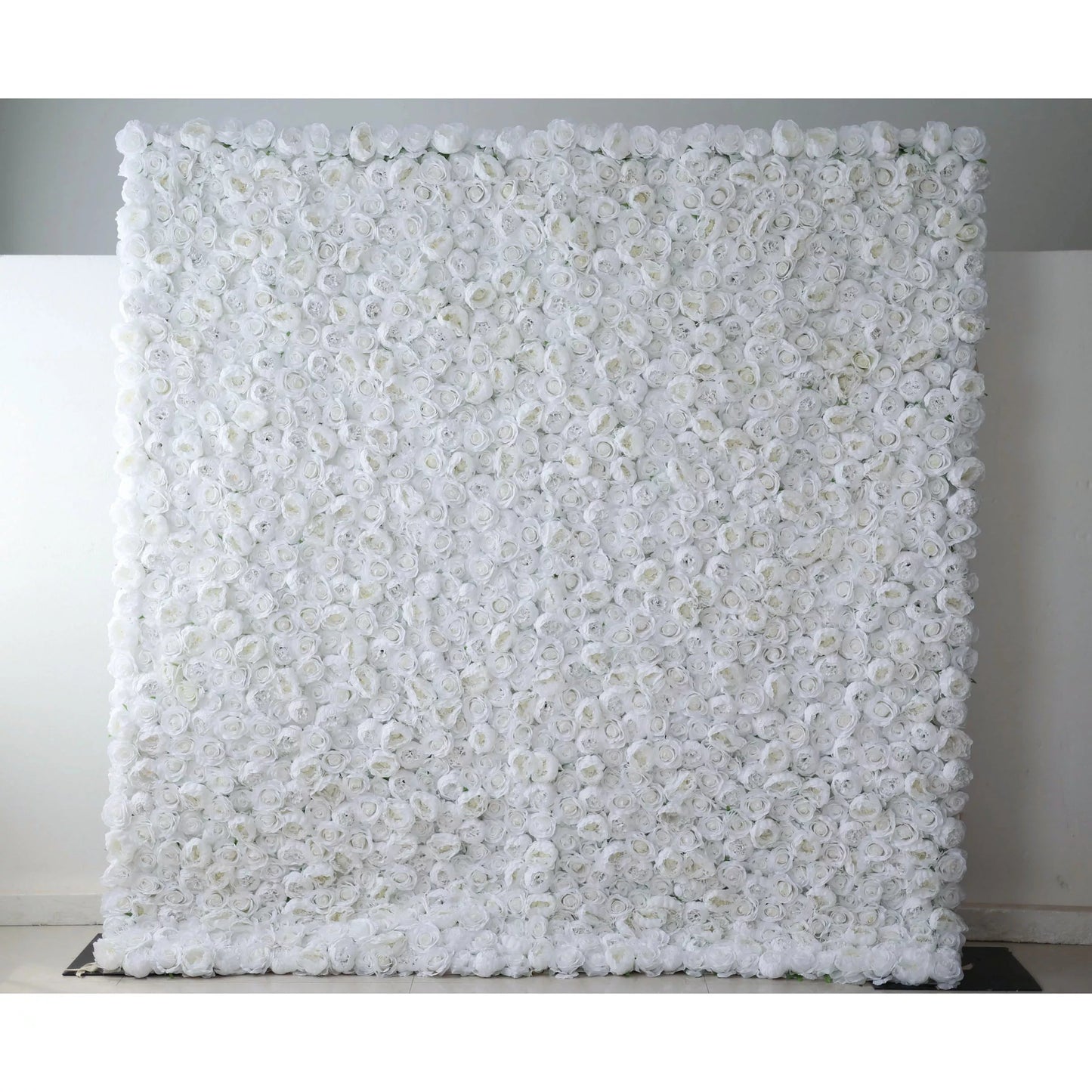 Presents: White Blossom Bliss – A Dense Array of Roses in an Artificial Fabric Flower Wall-VF-211