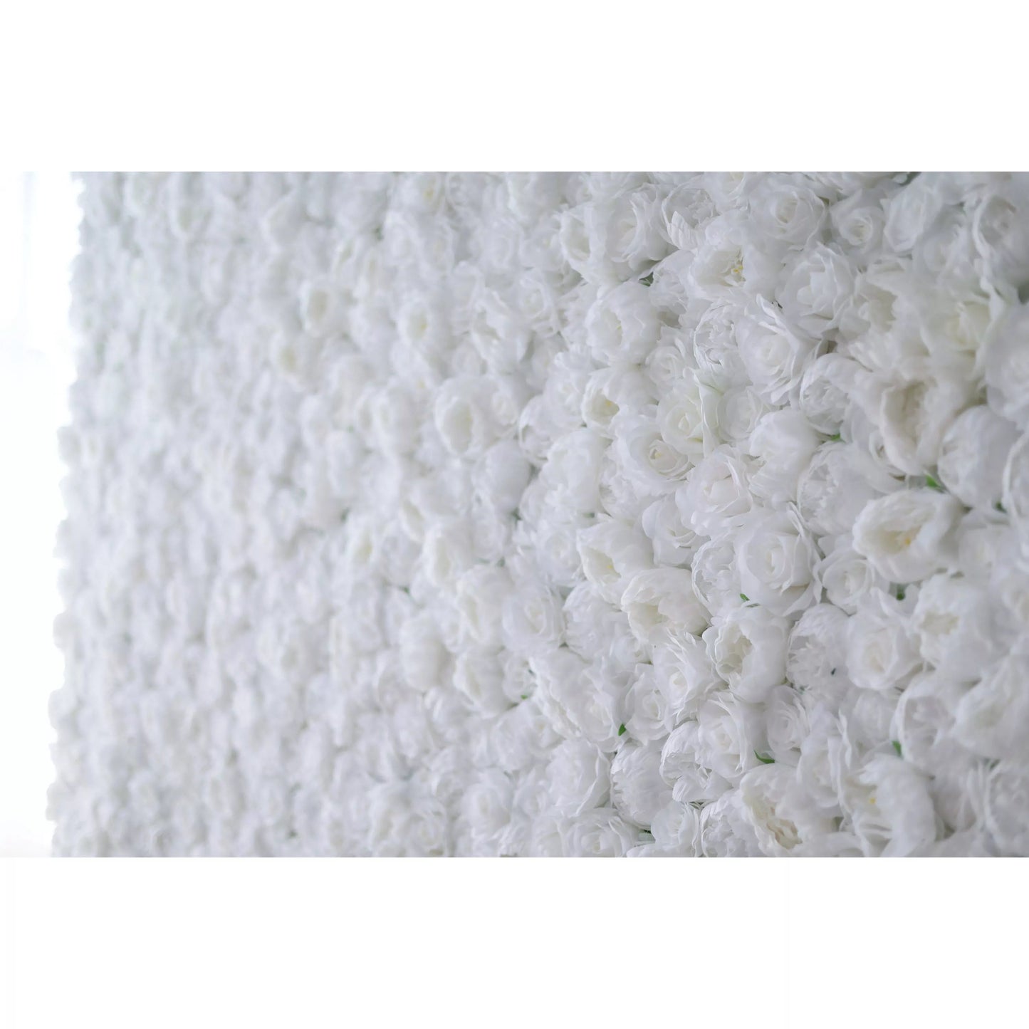 Presents: White Blossom Bliss – A Dense Array of Roses in an Artificial Fabric Flower Wall-VF-211