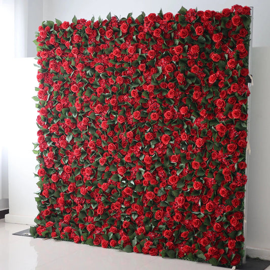 Roll Up Fabric Artificial Flower Wall Wedding Backdrop, Floral Party Decor, Event Photography-VF-105