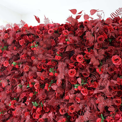 Roll Up Fabric Artificial Flower Wall Wedding Backdrop, Floral Party Decor, Event Photography-VF-303