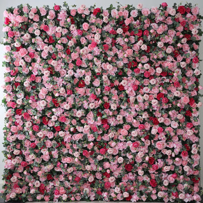 Presents: Blooming Bliss Artificial Fabric Flower Wall – Lush Pink, Red, and White Rose Display for Weddings, Events, and Home Décor – Ultimate Floral Backdrop for Romantic Ambiances-VF-214